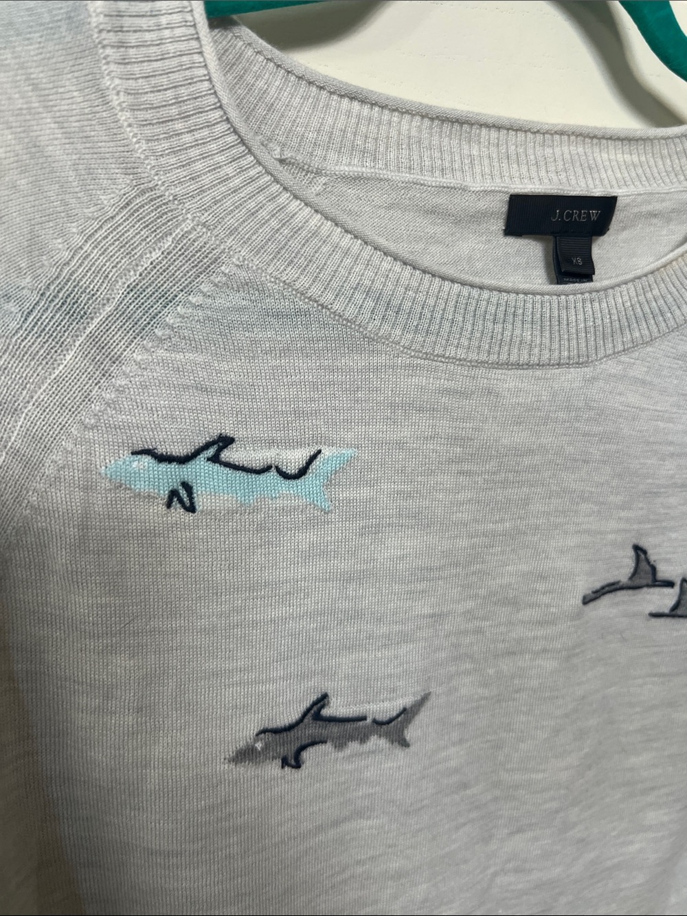 J.Crew merino wool embroidered shark sweater XS - Picture 2 of 4